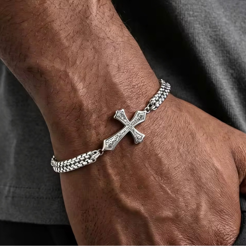 Stainless Steel Cross Link Bracelet